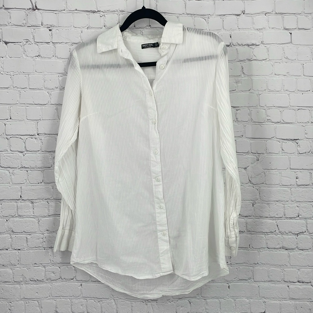 Nasty Gal White Button-Down Shirt